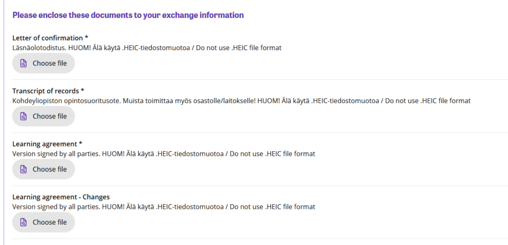After Exchange upload fields for documents.