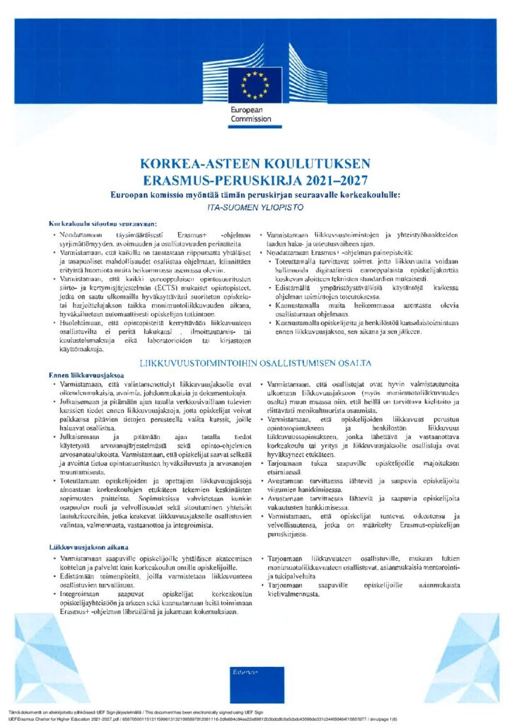 UEFErasmus Charter for Higher Education 2021-2027_allekirjoitettu - UEF Kamu