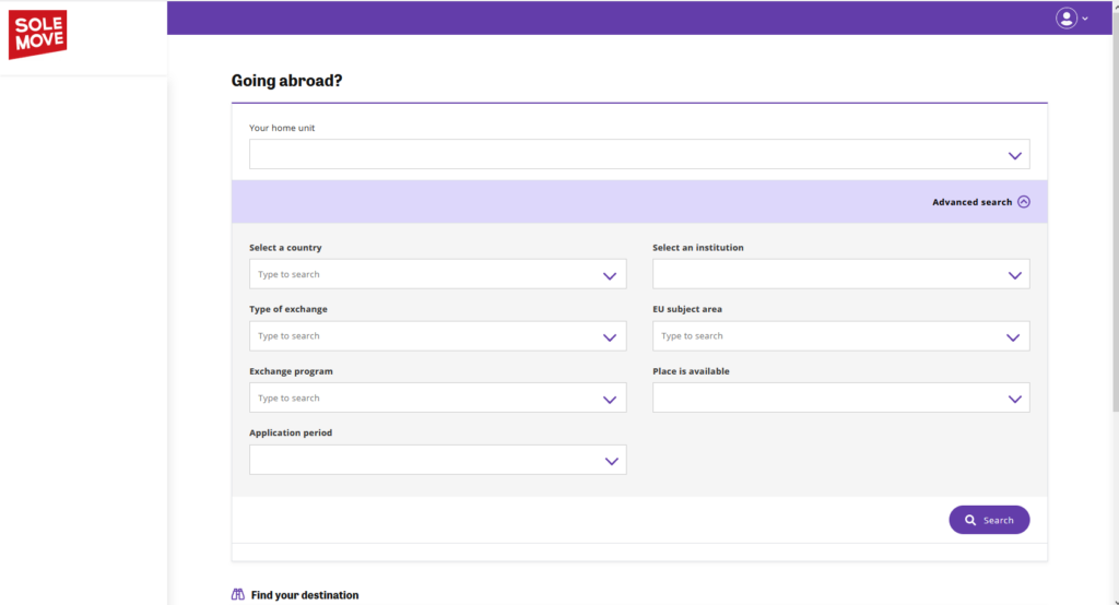 SoleMOVE search engine for finding student feedback with available filters. 