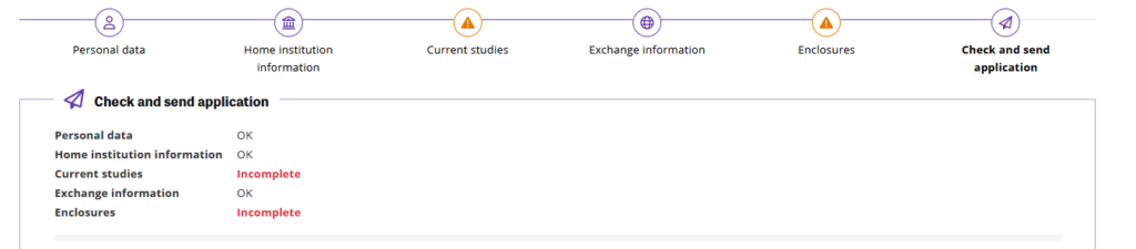 Missing information in the exchange application form in SoleMOVE's check and send application tab.