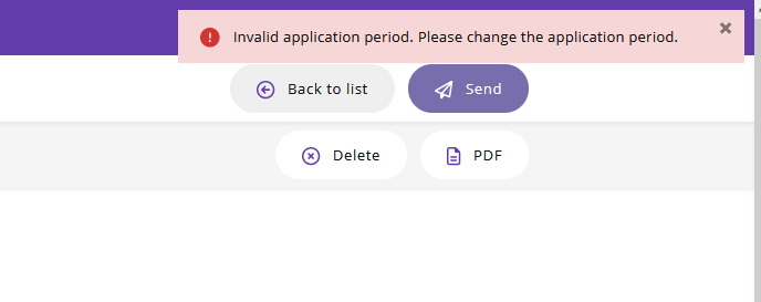 Error in submitting the application in SoleMOVE.